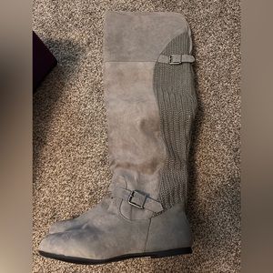 Grey boots knee highs
